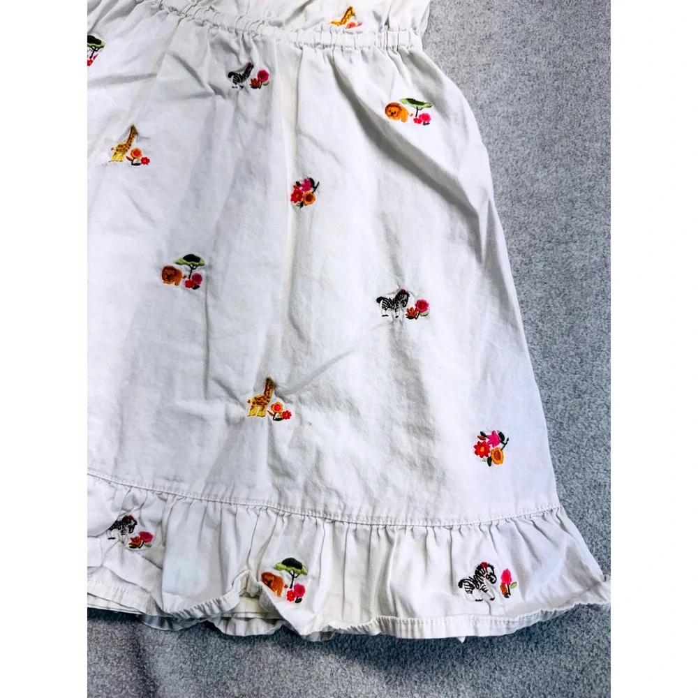 Gymboree 4T Safari‎ Animals Embroidered Halter Dress Girls White Cotton Summer